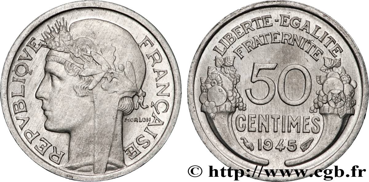 50 centimes Morlon, légère 1945 F.194/5 SPL63