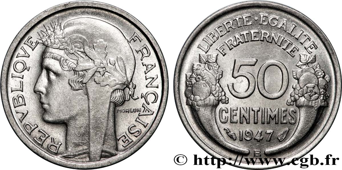50 centimes Morlon, légère 1947 Beaumont-le-Roger F.194/11 SUP+