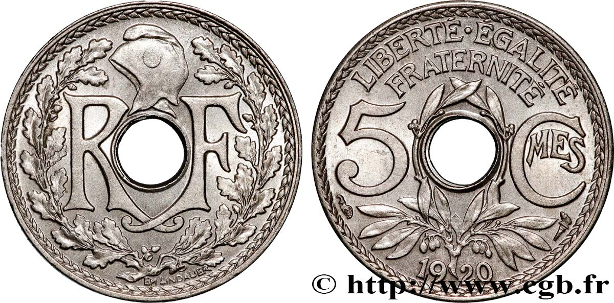 5 centimes Lindauer, petit module 1920  F.122/2 SPL64