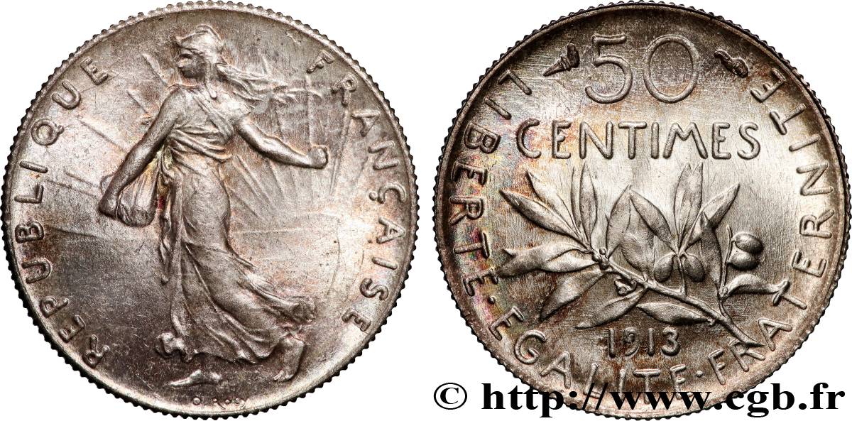 50 centimes Semeuse 1913 Paris F.190/20 SPL63