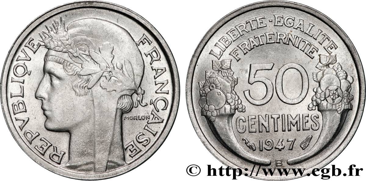 50 centimes Morlon, légère 1947 Beaumont-le-Roger F.194/11 SPL64