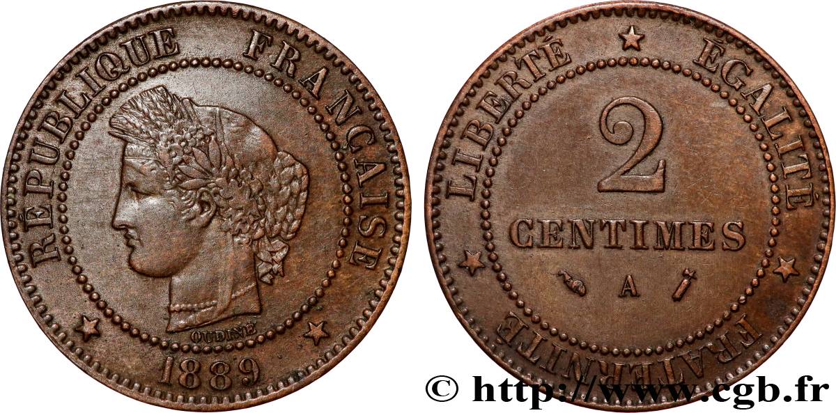 2 centimes Cérès 1889 Paris F.109/15 TTB+