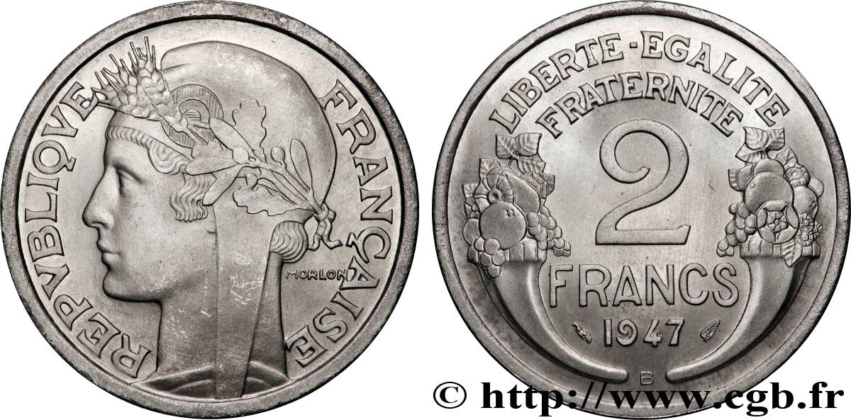 2 francs Morlon, aluminium 1947 Beaumont-Le-Roger F.269/11 SPL64