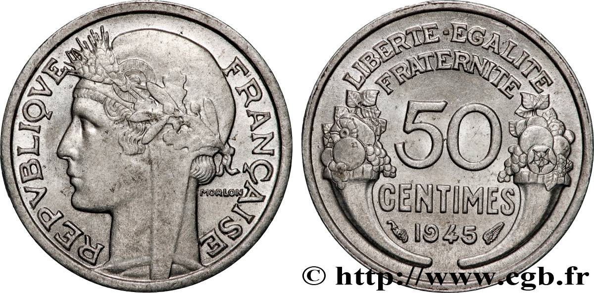 50 centimes Morlon, légère 1945 F.194/5 SUP62