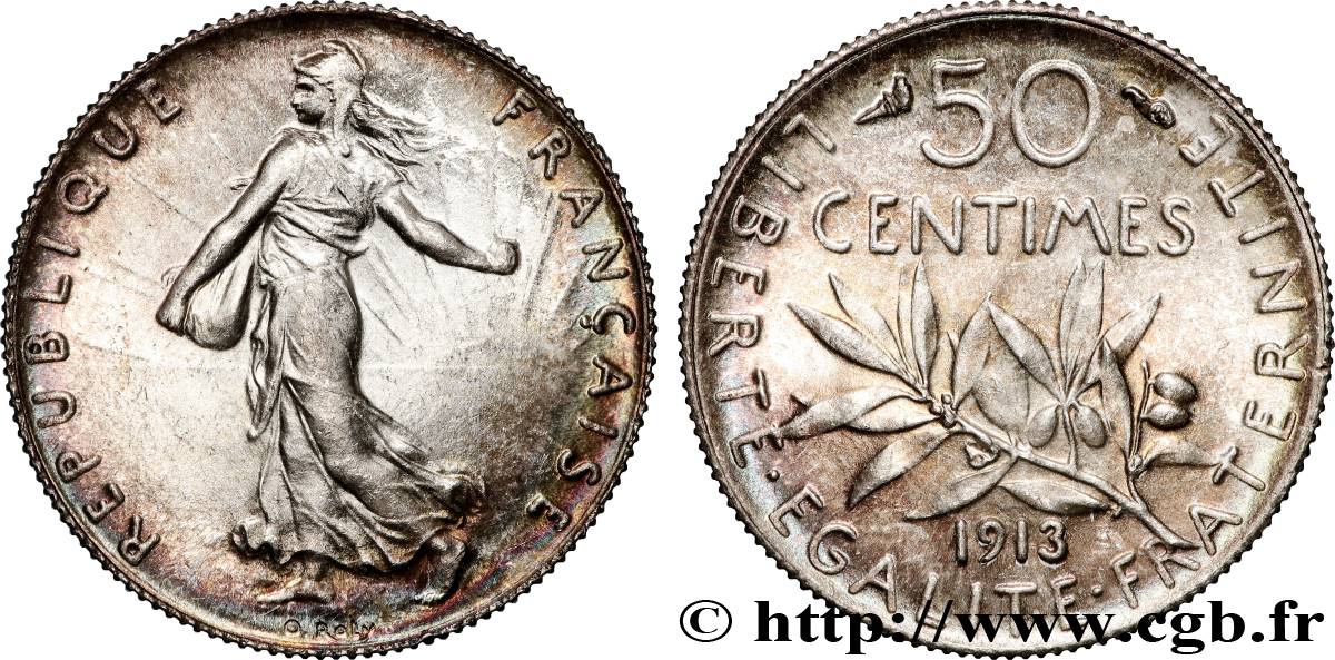 50 centimes Semeuse 1913 Paris F.190/20 SPL64