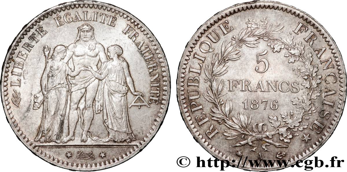 5 francs Hercule 1876 Paris F.334/17 SUP60
