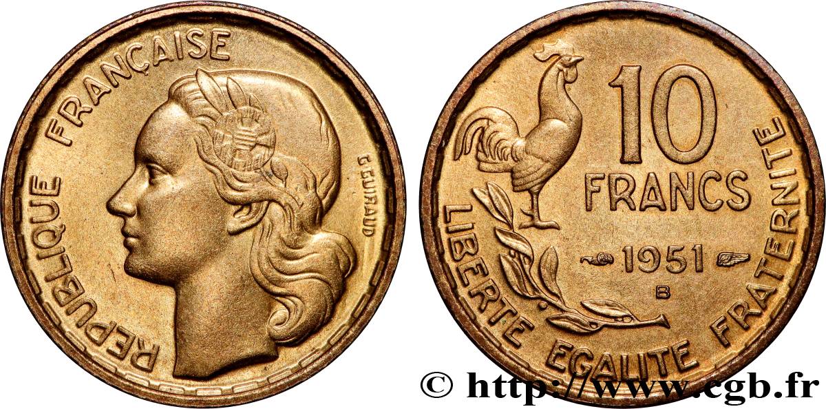 10 francs Guiraud 1951 Beaumont-Le-Roger F.363/5 FDC65
