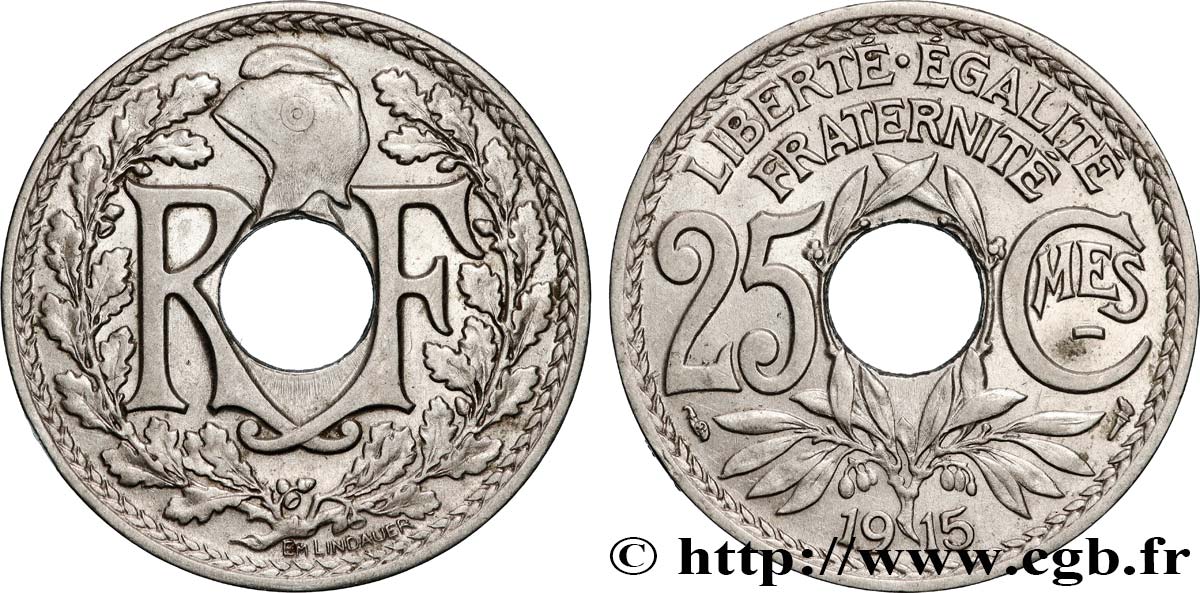 25 centimes Lindauer, Cmes souligné 1915 F.170/3 AU