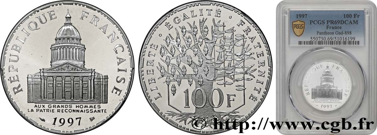 100 francs Panthéon, Belle Épreuve 1997 F.451/20 FDC69 PCGS
