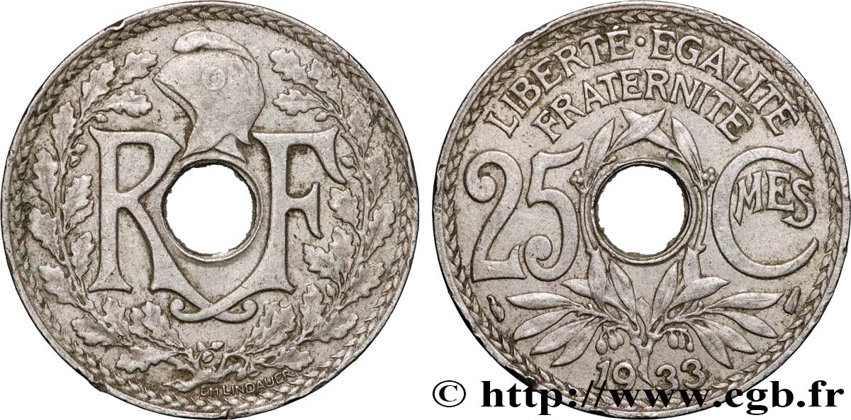 25 centimes Lindauer 1933 F.171/17 TTB+