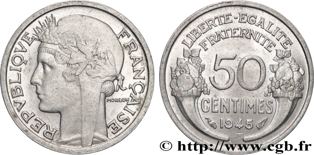 50 centimes Morlon, légère 1945 F.194/5 SUP62