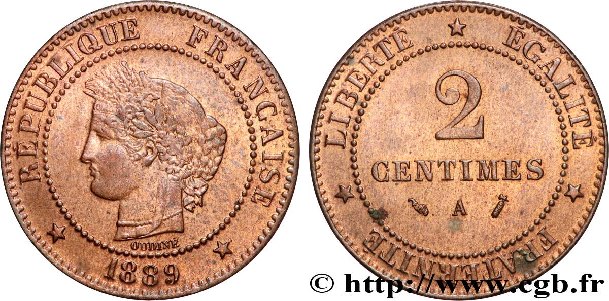 2 centimes Cérès 1889 Paris F.109/15 SUP61