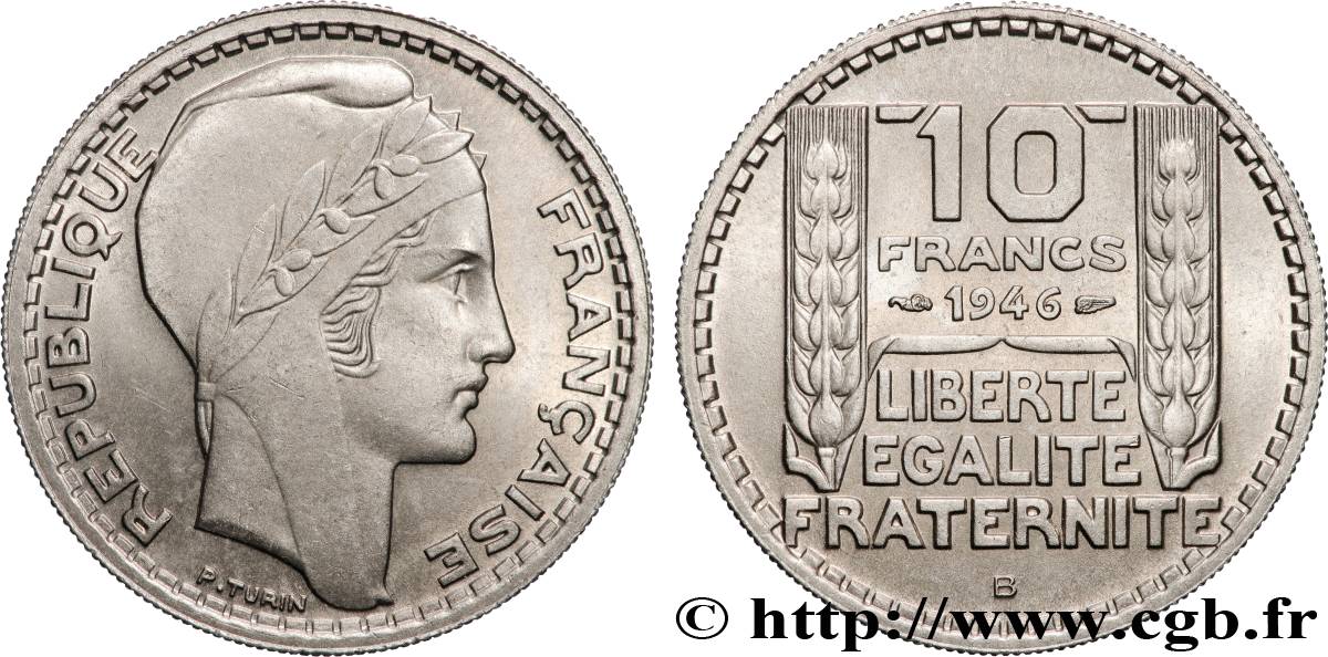 10 francs Turin, grosse tête, rameaux courts 1946 Beaumont-Le-Roger F.361A/3 SPL64