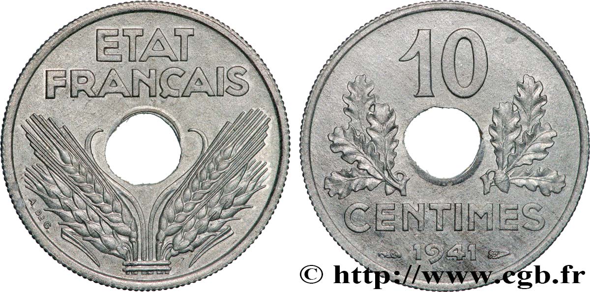 10 centimes État français, grand module 1941 Paris F.141/2 FDC65