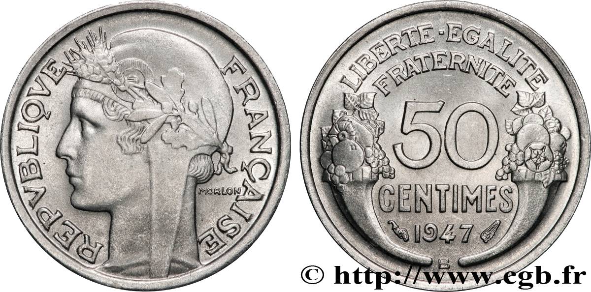 50 centimes Morlon, légère 1947 Beaumont-le-Roger F.194/11 SPL64