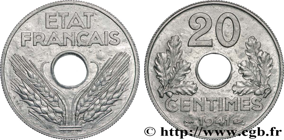 20 centimes État français, lourde 1941 F.153/2 SPL64