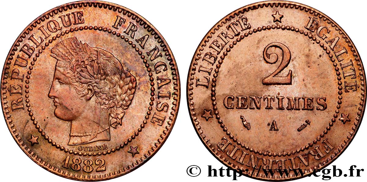 2 centimes Cérès 1882 Paris F.109/7 SUP+