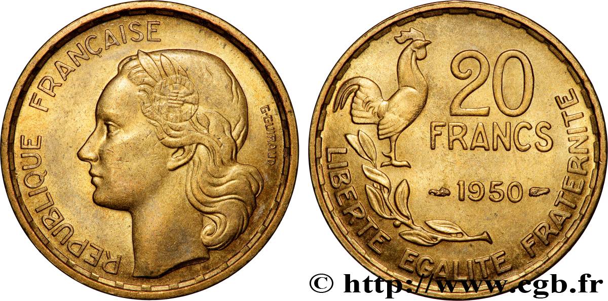 20 francs G. Guiraud, 4 faucilles 1950 F.402/3 fST64