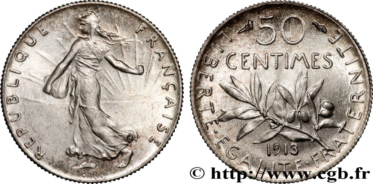 50 centimes Semeuse 1913 Paris F.190/20 fST63
