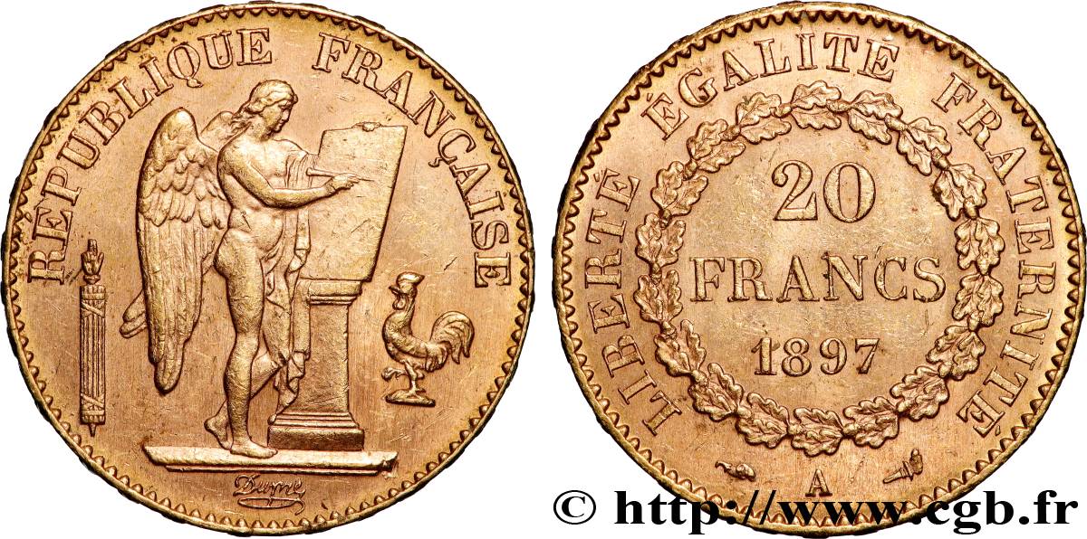20 francs or Génie, Troisième République 1897 Paris F.533/22 AU