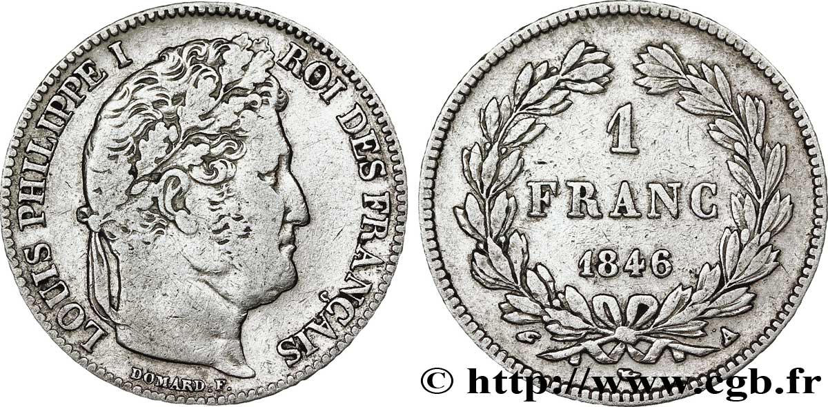 1 franc Louis-Philippe, couronne de chêne 1846 Paris F.210/105 BC30 