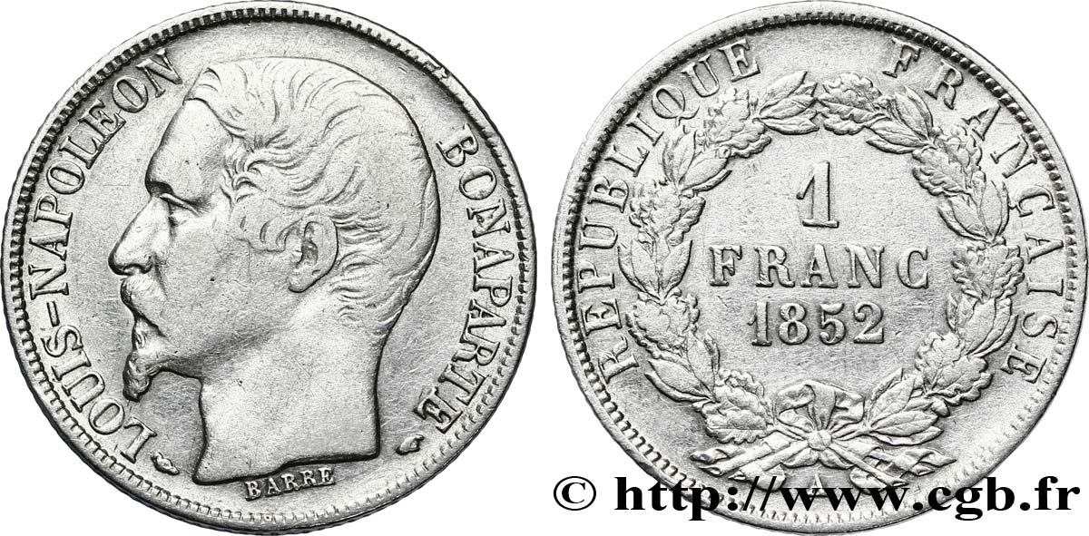1 franc Louis-Napoléon 1852 Paris F.212/1 SS42