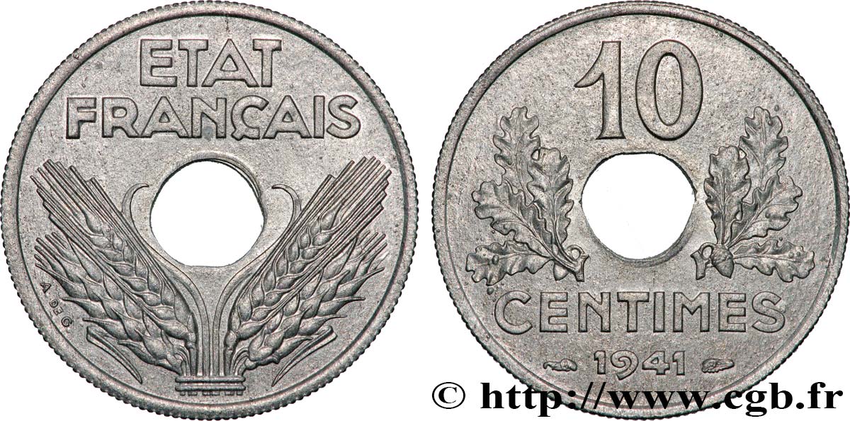 10 centimes État français, grand module 1941 Paris F.141/2 FDC65