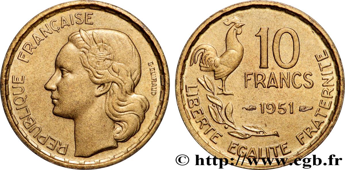 10 francs Guiraud 1951 F.363/4 SUP62
