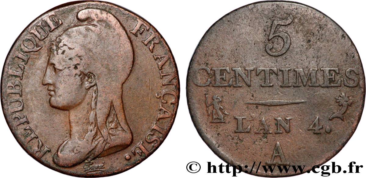 5 centimes Dupré, petit module 1796 Paris F.113/1 TB
