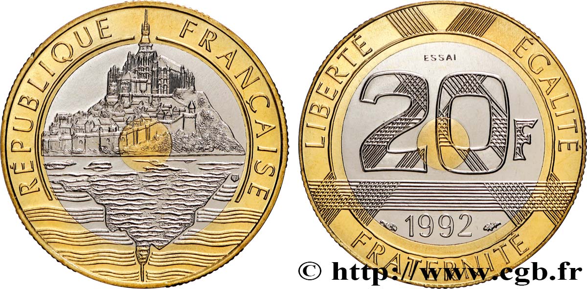 Essai de 20 francs Mont Saint-Michel 1992 Pessac F.403/1 FDC