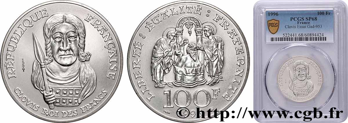 Essai de 100 francs Clovis 1996 F.464/1 ST68 PCGS
