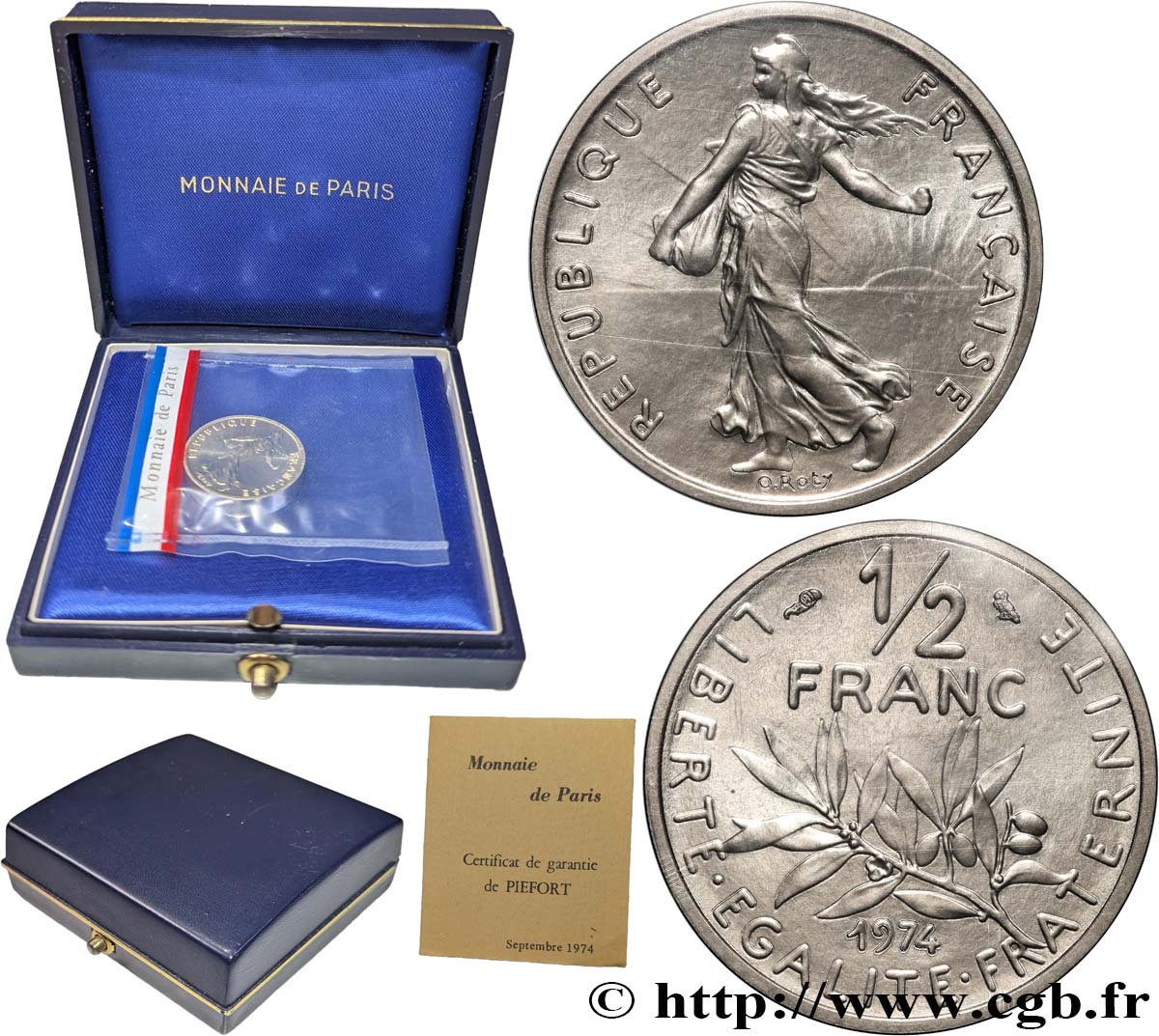 Piéfort argent de 1/2 franc Semeuse 1974 Pessac GEM.91 P2 MS