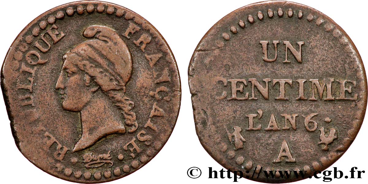 Un centime Dupré, grand 6 1798 Paris F.100/4 TB