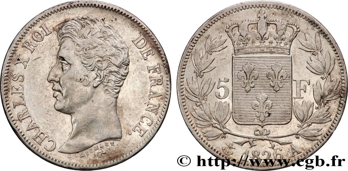 5 francs Charles X, 1er type 1826 Paris F.310/15 TTB