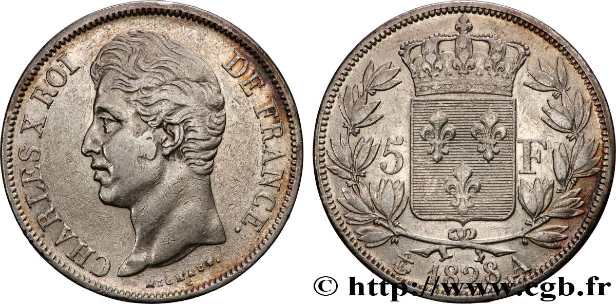 5 francs Charles X, 2e type 1828 Paris F.311/14 VF