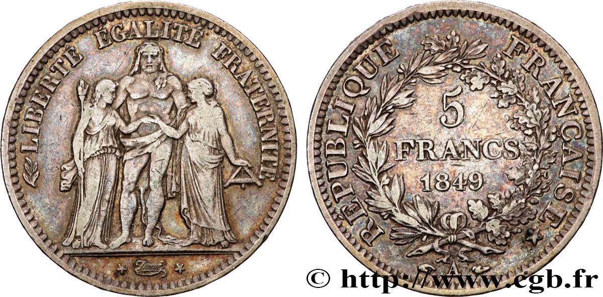 5 francs Hercule, IIe République 1849 Paris F.326/5 TB+