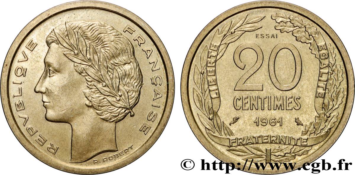 Essai du concours de 20 centimes par Robert 1961 Paris GEM.55 12 SUP+