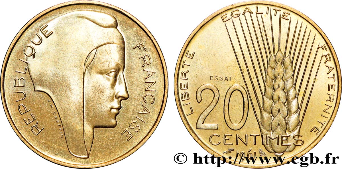 Essai du concours de 20 centimes par Coeffin 1961 Paris GEM.55 6 ST