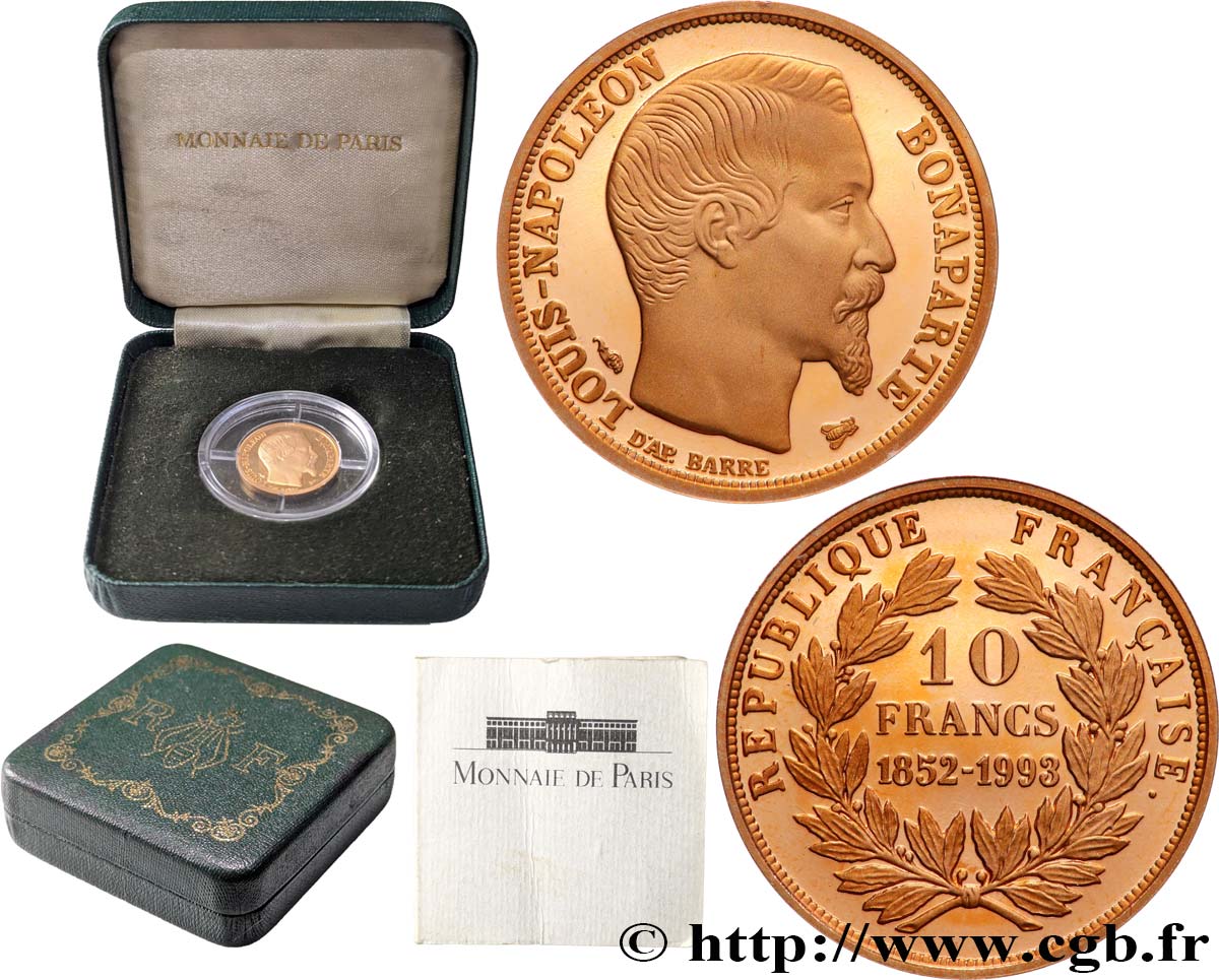 Belle Épreuve Or 10 francs “Napoléon” 1993 F5. MS