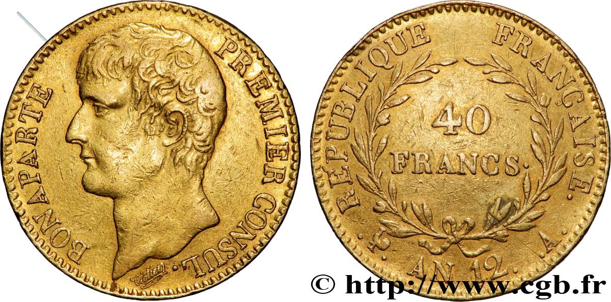 40 francs or Bonaparte Premier Consul 1804 Paris F.536/6 TTB