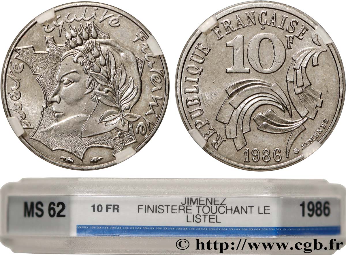 10 francs Jimenez 1986  F.373/3 MS62 GENI