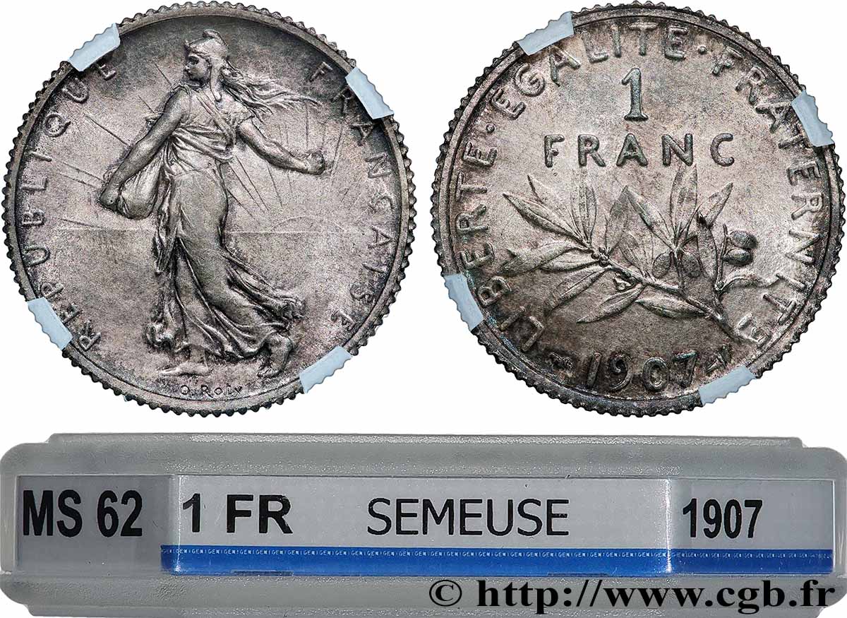 1 franc Semeuse 1907  F.217/12 MS62 GENI