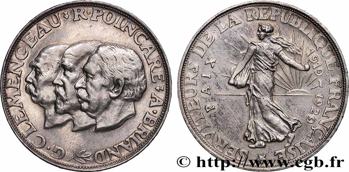 Module de 20 francs argent, 10e anniversaire de la Paix 1929 Paris GEM.254 1 AU