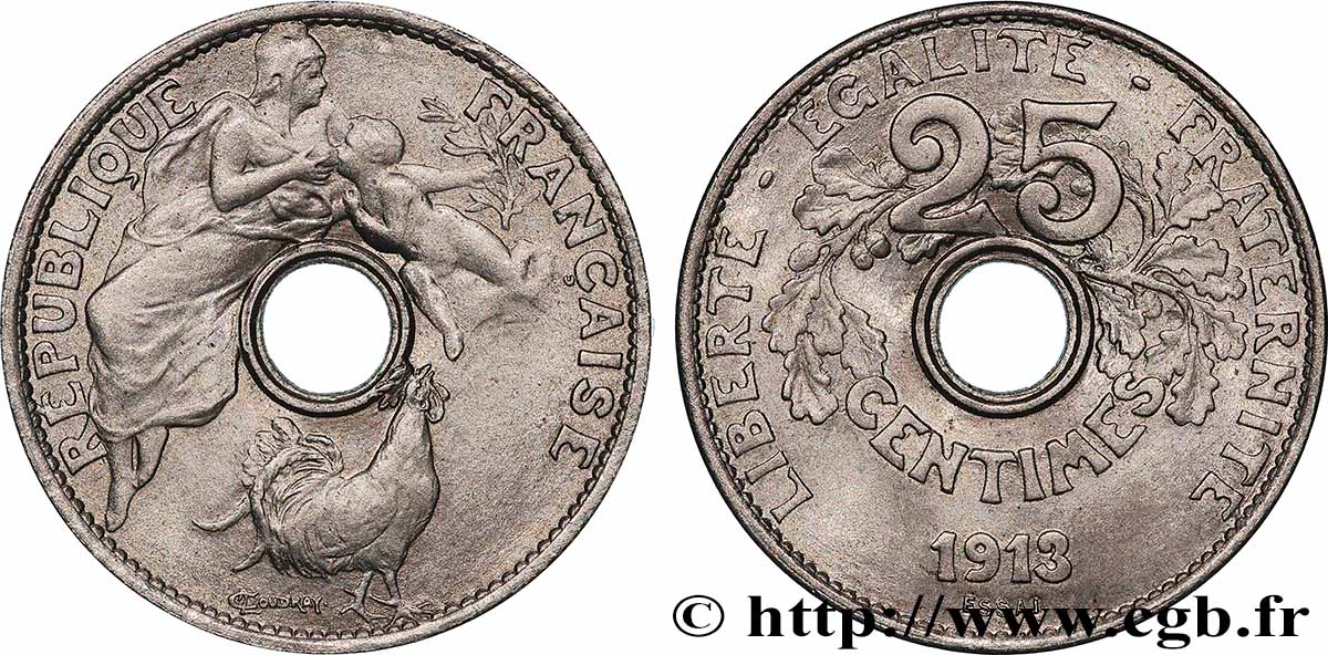 Essai de 25 centimes par Coudray, grand module 1913 Paris GEM.68 1 MS