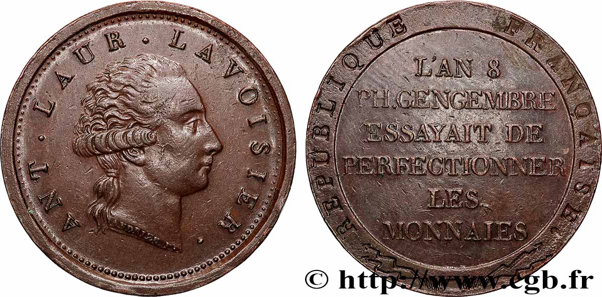 Essai au module de 2 francs de Lavoisier par Gengembre 1801 Paris Dupré.22 9.6 AU