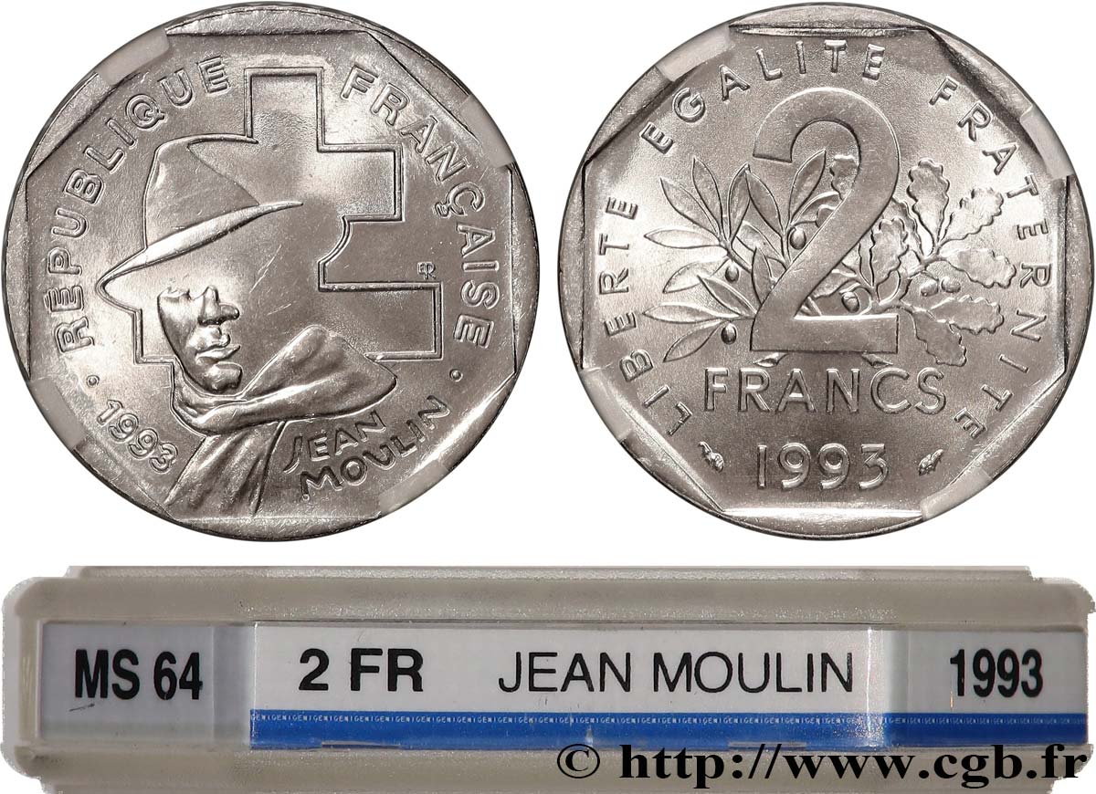 2 francs Jean Moulin 1993 F.273/2 SPL64 GENI