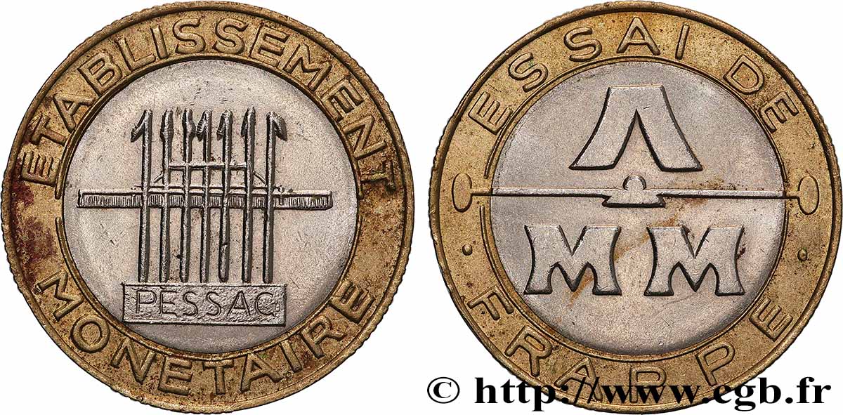 Essai de frappe de 10 francs, bimétallique n.d. Pessac GEM.196 13 TTB+