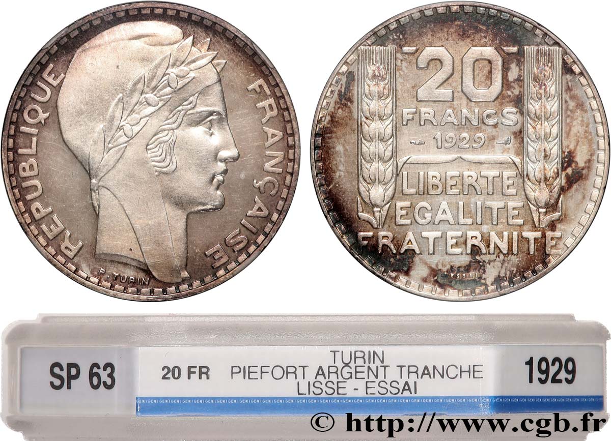 Essai-piéfort de 20 francs Turin 1929 Paris GEM.199 EP SPL63 GENI