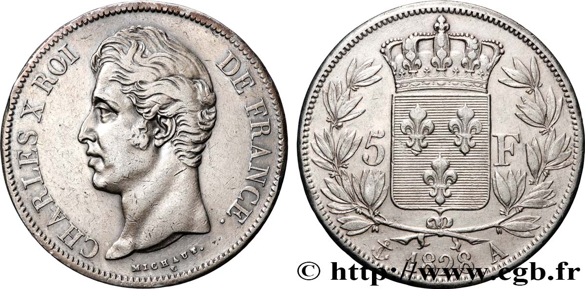 5 francs Charles X, 2e type 1828 Paris F.311/14 VF