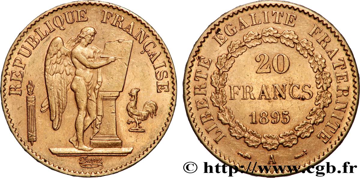 20 francs or Génie, IIIe République 1895 Paris F.533/19 AU